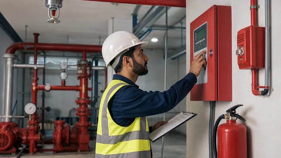 Fire alarm, sprinkler, pump, hydrant, and extinguisher inspection and testing for Oman fire safety compliance