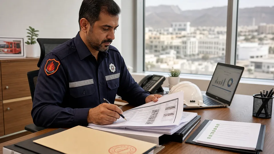 Fire compliance reporting and Royal Oman Police AHJ submission support for Civil Defence inspections in Oman