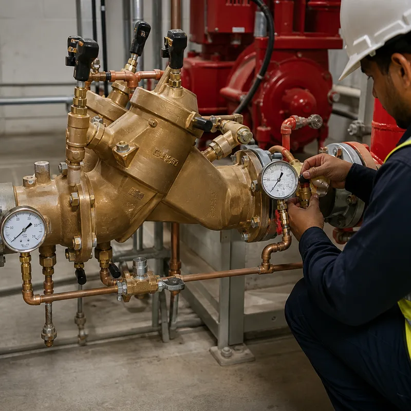 Backflow and flow testing for fire protection systems to comply with Oman regulations