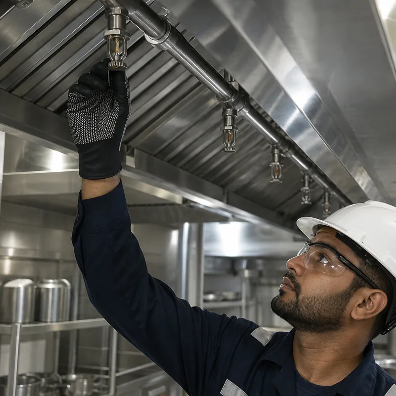 Kitchen fire suppression system inspection for commercial kitchens in Oman