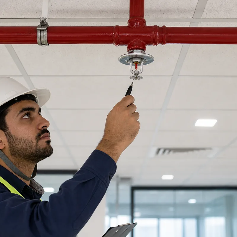 Fire sprinkler system inspection and testing for regulatory compliance in Oman
